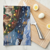 Linge De Cuisine Noël en bateau pour Cockapoo (Quart Plié)