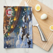 Linge De Cuisine Noël en bateau pour teckel (Quart Plié)