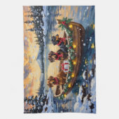 Linge De Cuisine Noël en bateau pour teckel (Vertical)