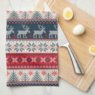 Linge De Cuisine Noël Faux Knit Motif Thème nordique