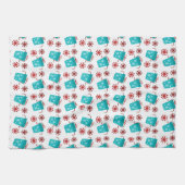 Linge De Cuisine Noël festif carrelé turquoise (Horizontal)