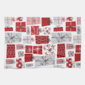 Linge De Cuisine Noël Festif Rouge argent moderne Cadeaux (Horizontal)