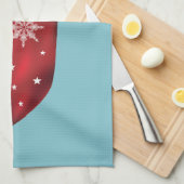 Linge De Cuisine Noël Festif Rouge Se Pose Sur Bleu (Quart Plié)