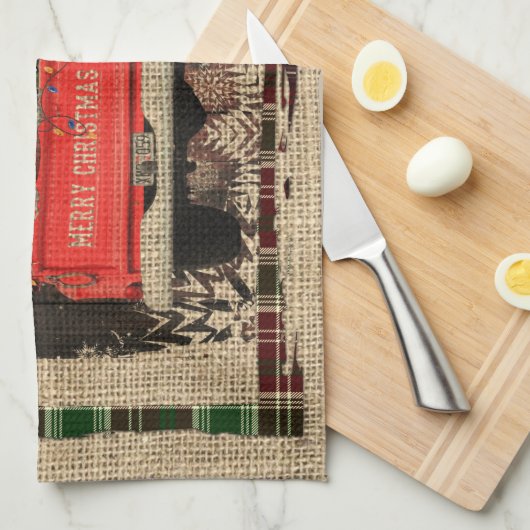 Linge De Cuisine Noël Gnome Sweet Gnome Camion Rouge Plaid Rustique (Quart Plié)