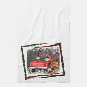 Linge De Cuisine Noël Gnome Sweet Gnome Camion Rouge Plaid Rustique
