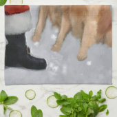 Linge De Cuisine Noël Golden Retriever (Plié)
