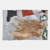 Linge De Cuisine Noël Golden Retriever (Horizontal)