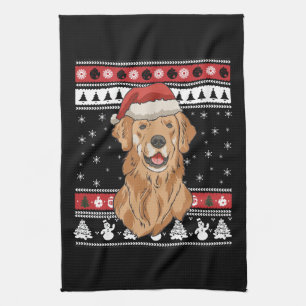 Linge De Cuisine Noël Golden Retriever Drôle