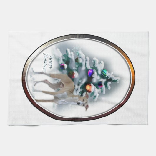 Linge De Cuisine Noël Greyhound italien (Horizontal)