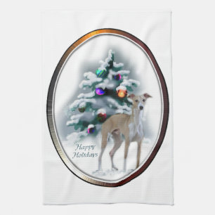 Linge De Cuisine Noël Greyhound italien