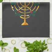 Linge De Cuisine Noël Hanoukka Juif Père Noël Menorah (Plié)