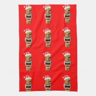Linge De Cuisine Noël hawaïen Père Noël Tiki