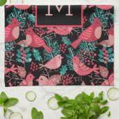 Linge De Cuisine Noël hiver Red Bird Berries vacances (Plié)