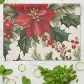 Linge De Cuisine Noël Holly & Berries (Plié)