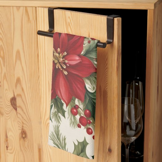 Linge De Cuisine Noël Holly & Berries (Pliage en tiers)
