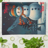 Linge De Cuisine Noël joyeux de Snowman (Plié)