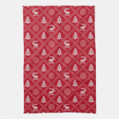Linge De Cuisine Noël Knit Moose Tree Red Winter Holidays (Vertical)