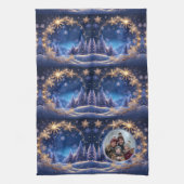 Linge De Cuisine Noël magique - flocons de neige dorés, photo (Vertical)