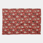Linge De Cuisine Noël motif des noix de cou rouges (Horizontal)