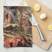 Linge De Cuisine Noël, Nativité, Naissance du Christ par Botticelli (Quart Plié)