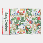 Linge De Cuisine Noël Noël Noël Noël Snowman, Pine Cones, Holly (Horizontal)