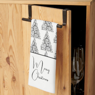 Linge De Cuisine Noël noir et blanc