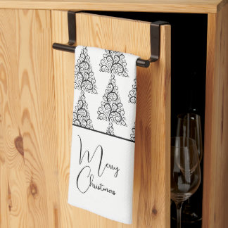 Linge De Cuisine Noël noir et blanc