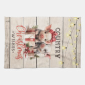 Linge De Cuisine Noël Pays avec deux porcelets (Horizontal)