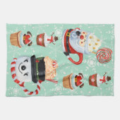 Linge De Cuisine Noël Père Noël & Snowman Hot Cocos & Cupcakes (Horizontal)