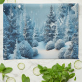 Linge De Cuisine Noël Pine d'hiver Forêt neige (Plié)