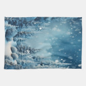 Linge De Cuisine Noël Pine d'hiver Forêt neige (Horizontal)