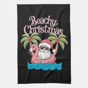 Linge De Cuisine Noël Plage Tropicale Vacances Santa Plage
