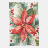 Linge De Cuisine Noël Poinsettia et Holly Berries (Vertical)