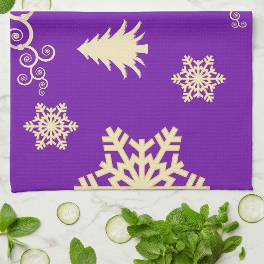 Linge De Cuisine Noël pourpre (Plié)