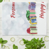 Linge De Cuisine Noël Présente Cadeaux Enveloppés Joyeux Fêtes (Plié)