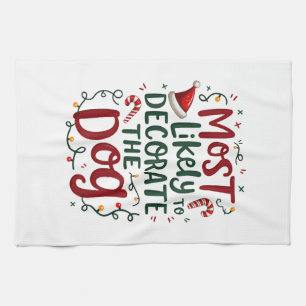 Linge De Cuisine Noël Probablement Décorer Chien Xmas Famille