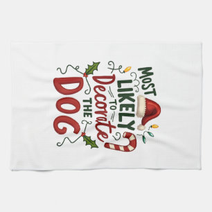 Linge De Cuisine Noël Probablement Décorer Chien Xmas Famille 2