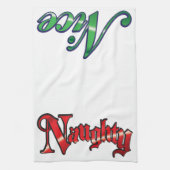 Linge De Cuisine Noël Rétro, Mauvais ou Bien en lettres rouges et v (Vertical)