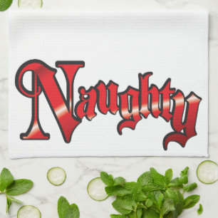 Linge De Cuisine Noël Rétro, Mauvais ou Bien Lettres Rouges Vertes