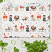 Linge De Cuisine Noël rétro moderne de milieu de siècle (Plié)