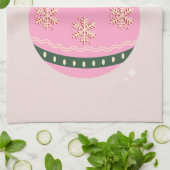 Linge De Cuisine Noël Rétro Vacances rose Bauble (Plié)
