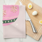 Linge De Cuisine Noël Rétro Vacances rose Bauble (Quart Plié)
