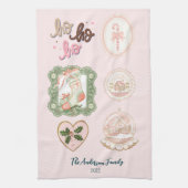Linge De Cuisine Noël Rose Vert Rétro (Vertical)