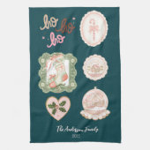 Linge De Cuisine Noël Rose Vert Rétro (Vertical)