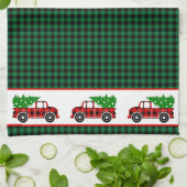 Linge De Cuisine Noël Rouge Camion Chef Green Buffalo Plaid Apro (Plié)