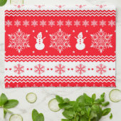 Linge De Cuisine Noël rouge et blanc (Plié)
