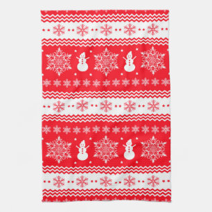 Linge De Cuisine Noël rouge et blanc