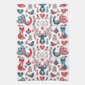 Linge De Cuisine Noël Rouge et Marine Art populaire scandinave (Vertical)