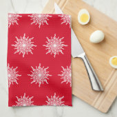 Linge De Cuisine Noël Rouge ornemental G Clef Snowflake Motif (Quart Plié)