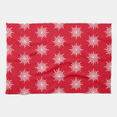Linge De Cuisine Noël Rouge ornemental G Clef Snowflake Motif (Horizontal)